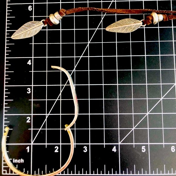 Vintage Southwestern Feather Lariat & Abalone Inlay Bracelet - Picture 7 of 12